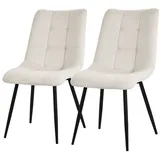 ML-Design Esszimmerstühle 2er Set Beige, mit Stoffbezug und schwarzen Metallbeinen, Küchenstühle mit Rückenlehne, Polsterstühle für Esszimmer