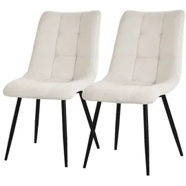 ML-Design Esszimmerstühle 2er Set Beige, mit Stoffbezug und schwarzen Metallbeinen, Küchenstühle mit Rückenlehne, Polsterstühle für Esszimmer
