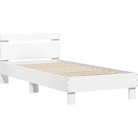 vidaXL Bettgestell mit Kopfteil und LED-Leuchten Weiß 90x190 cm