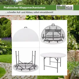 Trutzholm Campingset Klapptisch rund Ø 120 cm Weiß/Grau