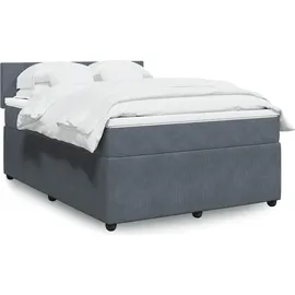 vidaXL Boxspringbett mit Matratze Dunkelgrau 140x200 cm Samt
