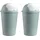 Home4You Abfalleimer 2er Set 50 Liter, Ø 40 cm - Pastellgrün - Kunststoff - - Grün/Weiß