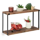 Relaxdays Wandregal, Braun, Metall, Kunststoff, 48x27x15.5 cm, Wohnzimmer, Regale, Wandregale