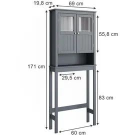 Vicco Toilettenschrank Bianco Grau 69 x 171 cm MDF