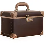 urecity Kosmetikkoffer mit Spiegel Beauty Case Hartschale Vintage Schminkkoffer Leder Kosmetikkoffer Damen mit Zahlenschloss (Braun, Medium (Length: 13"))