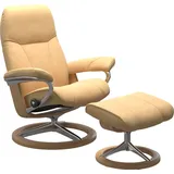 Stressless Fußhocker STRESSLESS "Consul", gelb, B:54cm H:41cm T:39cm, Hocker, Fußhocker, mit Signature Base, Gestell Eiche