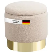 Albatros Hocker mit Stauraum Nizza Sitzhocker mit Stauraum, Modernes Design, Edler Sherpa-Bezug Sitztruhe Sitzbank mit Stauraum – optimal als Fußhocker oder Hocker Schminktisch, Beige