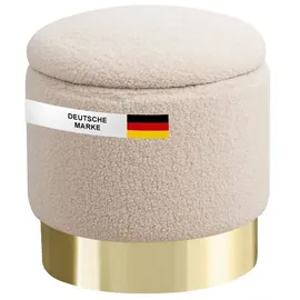 Albatros Hocker mit Stauraum Nizza Sitzhocker mit Stauraum, Modernes Design, Edler Sherpa-Bezug Sitztruhe Sitzbank mit Stauraum – optimal als Fußhocker oder Hocker Schminktisch, Beige
