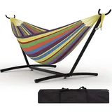 2 Personen Hängematte Mit Gestell & Robustem Stahlrahmen, 450lbs Belastbar, Höhenverstellbar, Faltbar, Atmungsaktiv, Für Garten, Balkon, Camping, Indoor & Outdoor