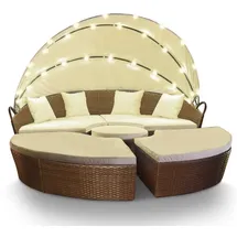 Swing&Harmonie Sonneninsel Rattan Lounge 200 x 200 cm grau