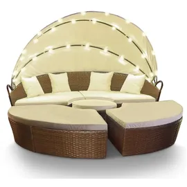 Swing&Harmonie Sonneninsel Rattan Lounge 200 x 200 cm grau