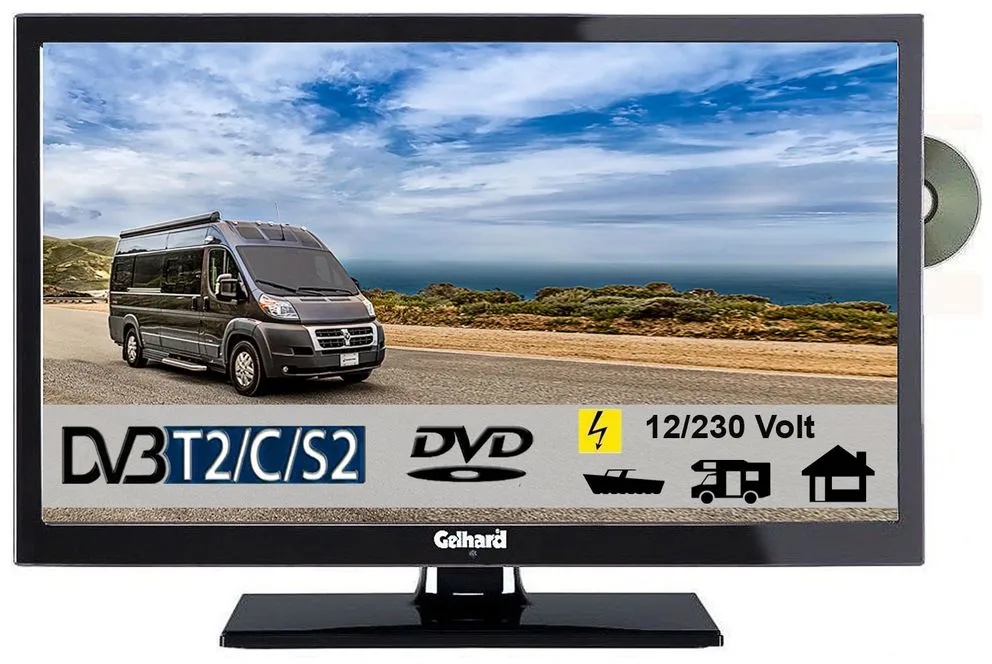 Gelhard GTV2242 LED Fernseher 22 Zoll DVB/S/S2/T2/C, DVD, USB, 12V 230 Volt