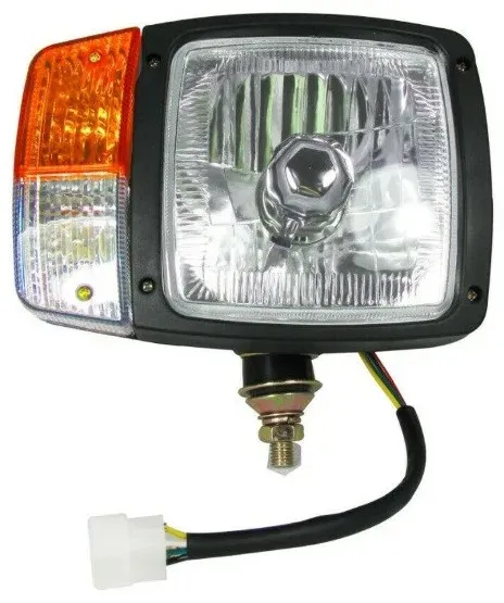 Rechter Kristall-Scheinwerfer mit Kabel, Scheinwerfer mit Blinker, Positionsleuchte für Traktor, Bagger, Mähdrescher, Radlader,