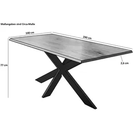 sam möbel gmbh Esstisch 240 x 100 cm Akazie massiv naturfarben Schweizer Kante Spider-Gestell ABBY