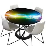 Morbuy Rund Tischdecke Elastisch, 3D Flamme Drucken Rund Tischdecken Wasserdicht Lotuseffekt Abwaschbar Abwischbar Tischtuch für Dekoration Küchentisch Garten Outdoor (90cm,Golden)