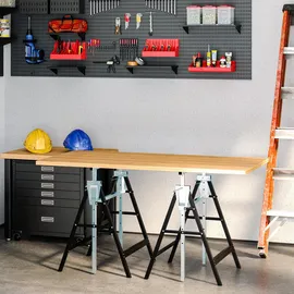 Homcom Gerüstbock 2 Stück Stahl 68x58x80-130 cm Schwarz höhenverstellbar
