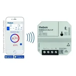 Theben 8140150 Digital-Uhrenthermostat für UP-Montage, Wochenprogramm, App-Bedienung RAMSES 814 BLE UP