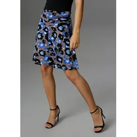 Aniston SELECTED Sommerrock Damen Floral Blau/Schwarz 38