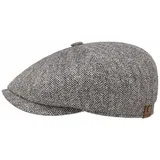 Stetson Hatteras Seide Schirmmütze Damen/Herren - Ballonmütze aus Seide - Flatcap mit Sonnenschutz UV 40+ - Schiebermütze mit Fischgratmuster - Schirmmütze Sommer/Winter schwarz-weiß 62 cm - 62