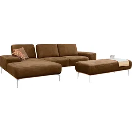 W.Schillig Ecksofa "run, Designsofa mit tollem Sitzkomfort, bequem, L-Form", braun (chocolate s37), B:319cm H:88cm T:178cm, Longlife Xtra-Leder Z73: Naturwalkleder der Luxusklasse aus den erlesensten Rohhäuten.