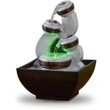 Springbrunnen Kara - Zimmerbrunnen Wasserfall Krug - Zen Relax Innendekoration - Geschenkidee - Tischbrunnen LED-Licht - Geschlossener Kreislauf - Schwarz und Grau - Höhe 18 cm - Zen'Light