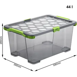 Rotho Evo Total Aufbewahrungsbox 44l mit Deckel grau/grün