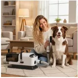 PawHut Hundeschermaschine Profi Haustierpflegeset mit 5 Pflegewerkzeugen, Schermaschine mit Staubsauger, für Hunde Katzen Haustiere Weiß weiß
