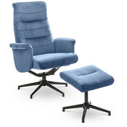 Sessel mit Hocker Krems Stoff Blau