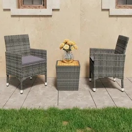 vidaXL 3-tlg. Bistro-Set Poly Rattan und Akazienholz Grau