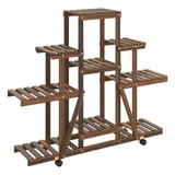 vidaXL Blumenständer mit Rollen 110x25x101 cm Massivholz Tanne