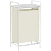 VASAGLE Wäschekorb mit Ablage cremeweiß-wolkenweiß
