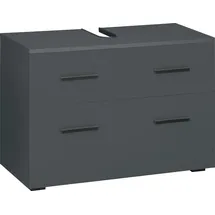 INOSIGN Waschbeckenunterschrank INOSIGN "Skara", grau (anthrazit, anthrazit), B:80cm H:55cm T:35cm, Spanplatte, Schränke, Waschbeckenunterschrank, mit Klappe und Schubkasten, schwarze Griffe, Breite 80 cm, Höhe 55 cm
