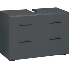 INOSIGN Waschbeckenunterschrank INOSIGN "Skara", grau (anthrazit, anthrazit), B:80cm H:55cm T:35cm, Spanplatte, Schränke, Waschbeckenunterschrank, mit Klappe und Schubkasten, schwarze Griffe, Breite 80 cm, Höhe 55 cm