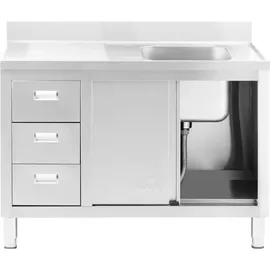 Royal Catering Spülenschrank - 1 Becken - - Edelstahl - 400 x 60 cm