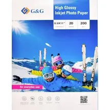 G&G Fotopapier 20 Blatt 8,5 x 11 Zoll / 21,6 x 27,9cm hochglänzend 200g/m2 - die preiswerte Alternative!