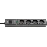 Brennenstuhl, Steckdosenleiste, 3281856113145 Intelligente Steckerleiste 4 AC-Ausgänge 2 m Schwarz (4 x, 2 m)