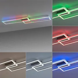 just light. Just Light LED-Deckenleuchte Felix60, 14635-55 stahlfarbig weiß Kunststoff Stahl B/H/T: ca. 121x6,4x72 cm 2 Brennstellen - Mattes Chrom