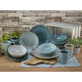 CreaTable Kombiservice Reactive Aqua 16tlg. Steinzeug Blau