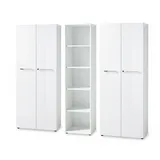 KADIMA DESIGN Büro-Set MUENCHEN 3-teilig weiß 240cm breit Glasfront 2 Schrank Abschließbar & Regal