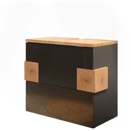 Vicco Waschbeckenunterschrank Eden 2 Schubladen 70 x 64,5 x 37 cm Anthrazit