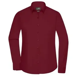 Damenbluse Poplin Langarm JN677, wein-rot, Größe XS - rot - XS