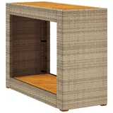 vidaXL Garten-Beistelltisch mit Holzplatte Beige Poly Rattan