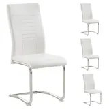 CARO-Möbel Esszimmerstuhl LOANO (4 St), Küchenstuhl Schwingstuhl 4er Set, Metallgestell und Kunstleder weiß weiß