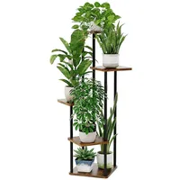bamworld Blumenständer 30 x 130 cm Braun/Schwarz