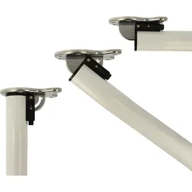 MS Beschläge Abklappbares Tischbein 710mm Weiß d:50mm Möbelfuß Tischfuß aus Metall