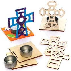 Kreuz Teelichthalter Set aus Holz  (pro Set 4) Bastelaktivitäten zu Ostern