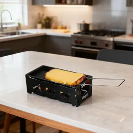 ideoon Faltbares Raclette-Teelicht für 1-2 Personen schwarz