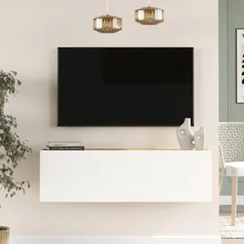 [en.casa] Lapinlahti TV-Lowboard 100 x 29,5 x 31,5 cm Eiche rustikal/Weiß Spanplatte