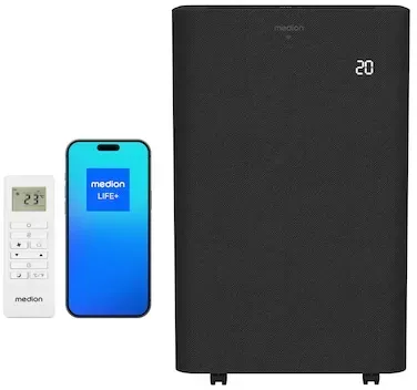 Medion MD 100134 P1202 SMT Klimaanlage 12.000 BTU Kühlmittel R290 max. 42m2, App- und Sprachsteuerung, Inkl. Fenster-Kit