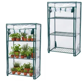 Relaxdays Gewächshaus Stahl Grün/Transparent PVC 80 x 46 x 24 cm 0,09 m2
